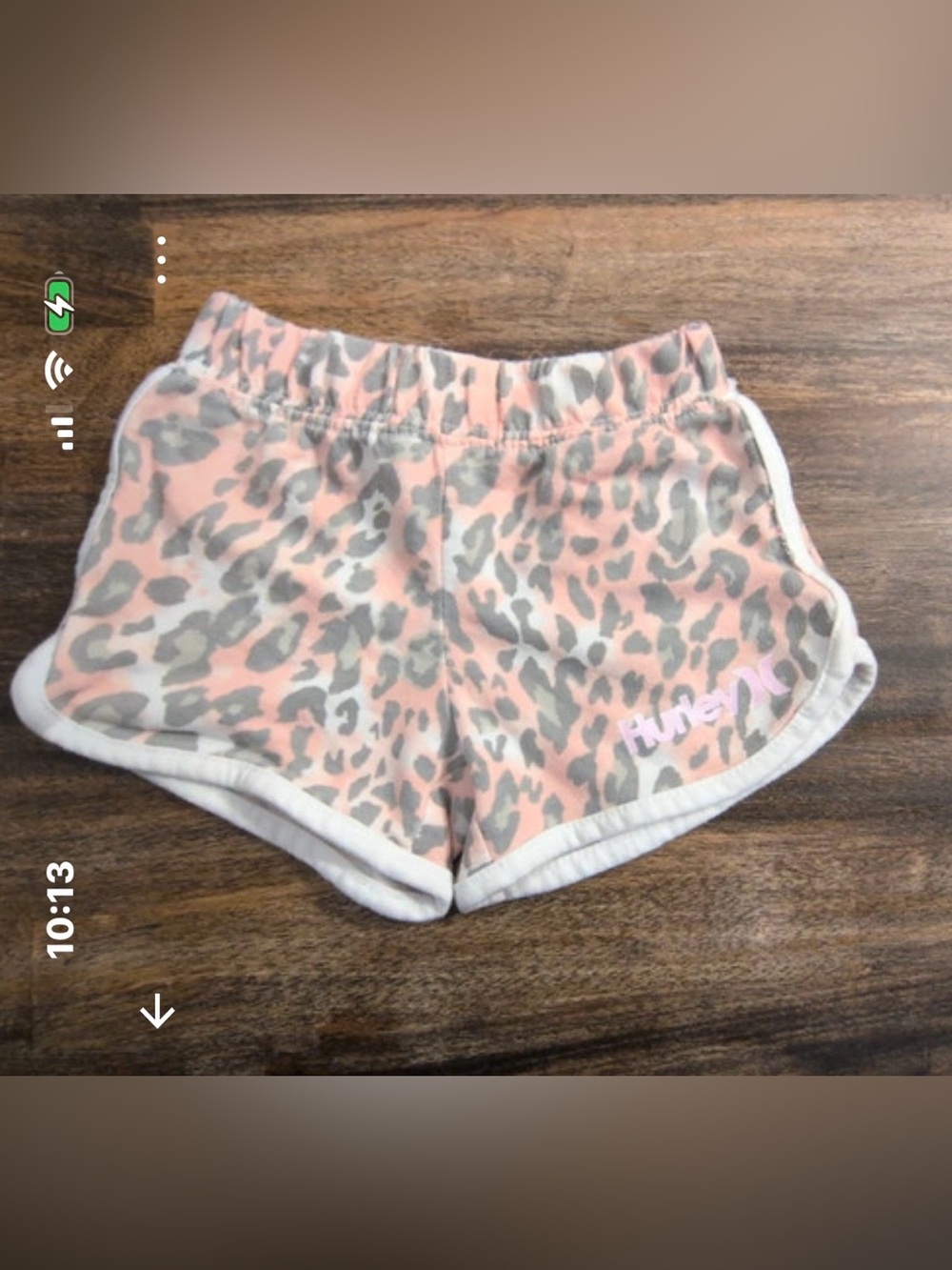 Hurley Pink and Gray Leopard Print Girls' Athletic Shorts